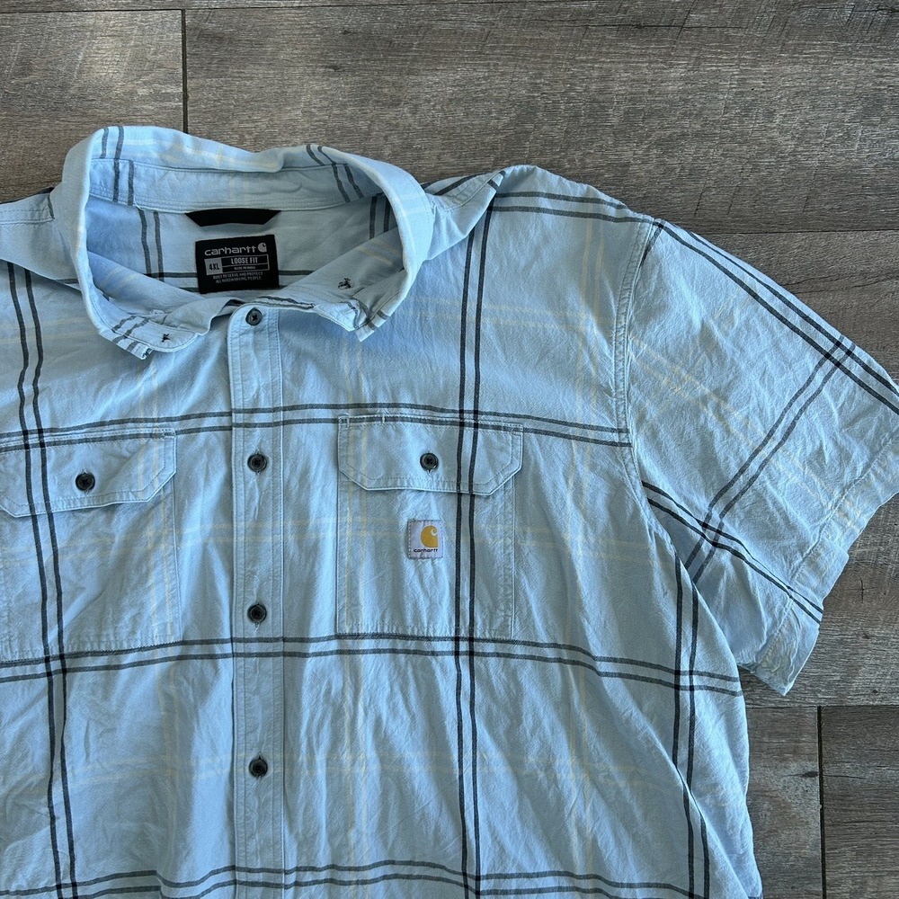 Carhartt Loose Fit Plaid Shirt Mens Size 4XL Short Sleeve Button Down workwear